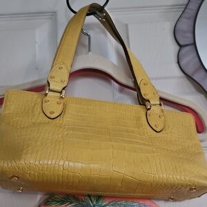 Kate Spade Vintage Yellow Crocodile-Embossed Shoulder Bag